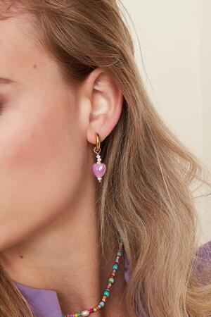 Kleurrijke hartjes oorbellen - #summergirls collection Paars Ceramics h5 Afbeelding3